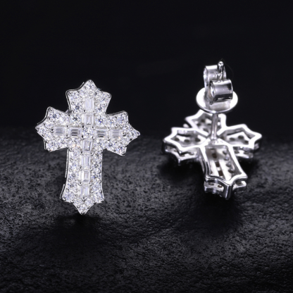 S925 Silver Moissanite Cross Earrings
