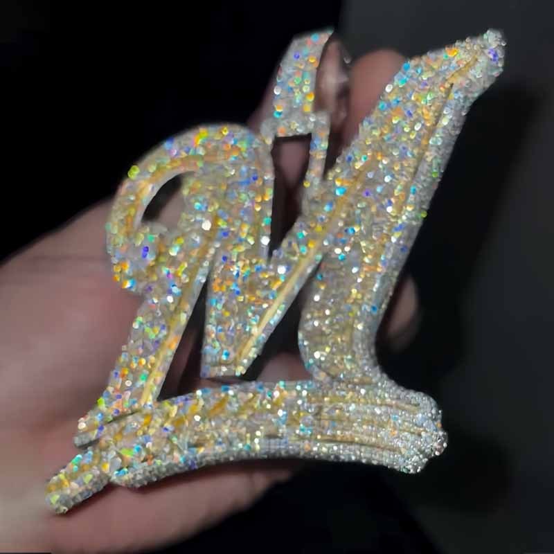 Moissanite Letter Wheat Ear Design Pendant