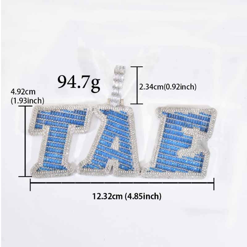 Moissanite Ocean Blue Diamond Letter Custom Pendant