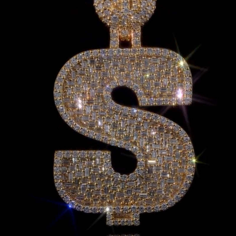 Moissanite Dollar Sign Pendant