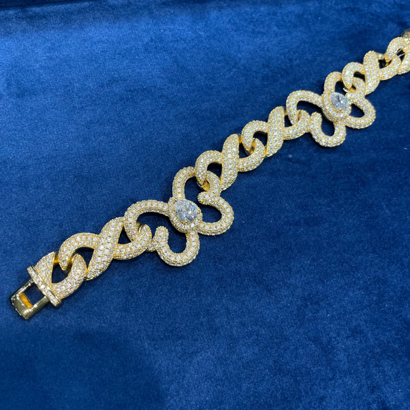 Moissanite Butterfly Infinity Cross Cuban Chain