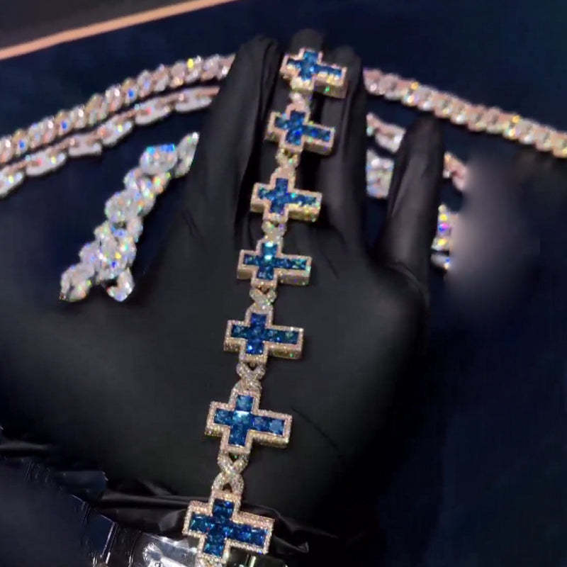 Moissanite Sapphire Cross Unlimited Cuban Bracelet