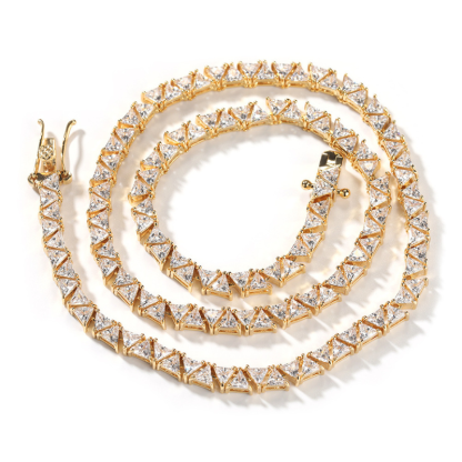 5mm Moissanite Hip Hop Classic Triangle Diamond Tennis Chain