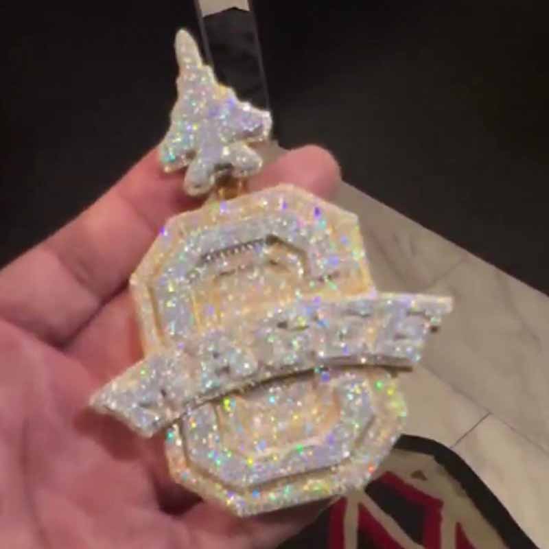 Moissanite Airplane Buckle Octagonal Rectangular Pendant