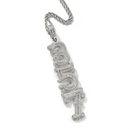 Moissanite Hip Hop Vertical Thorn Design Letter Custom Pendant