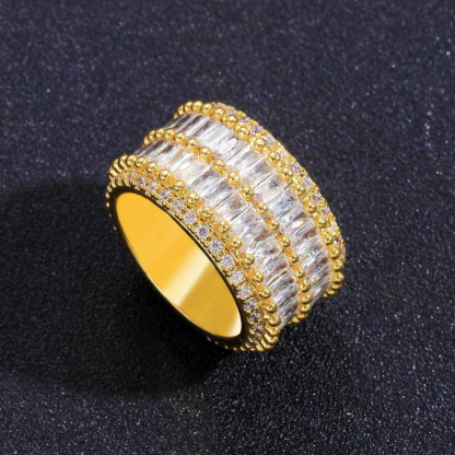 Moissanite Luxury Sparkling Hip-Hop Baguette Ring