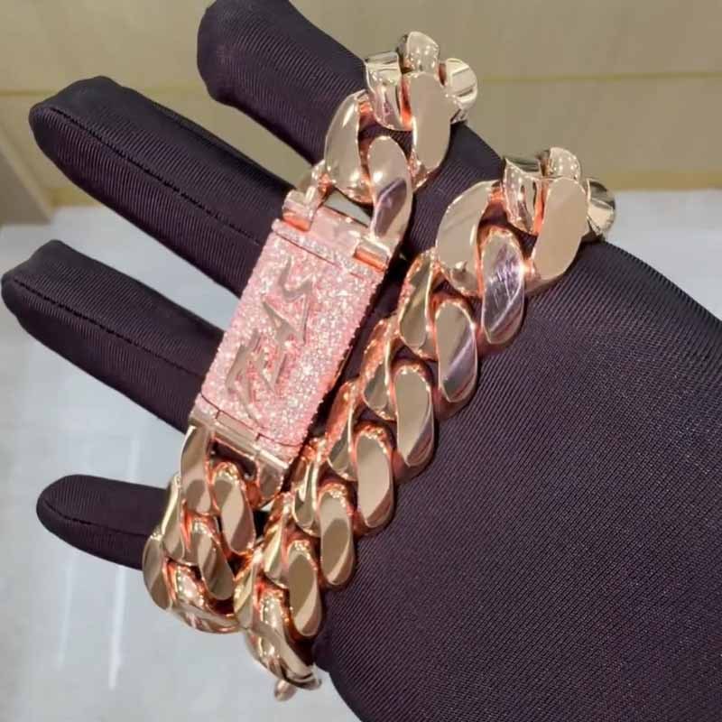 22mm Moissanite Custom Letter Buckle Cuban Chain