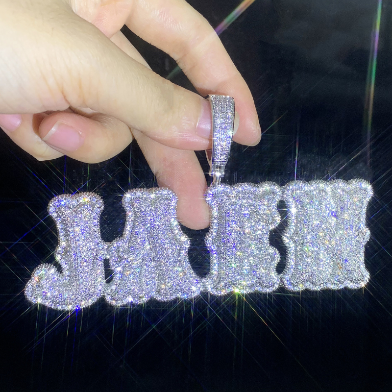 Moissanite Bone Joint Shape Letter Custom Pendant