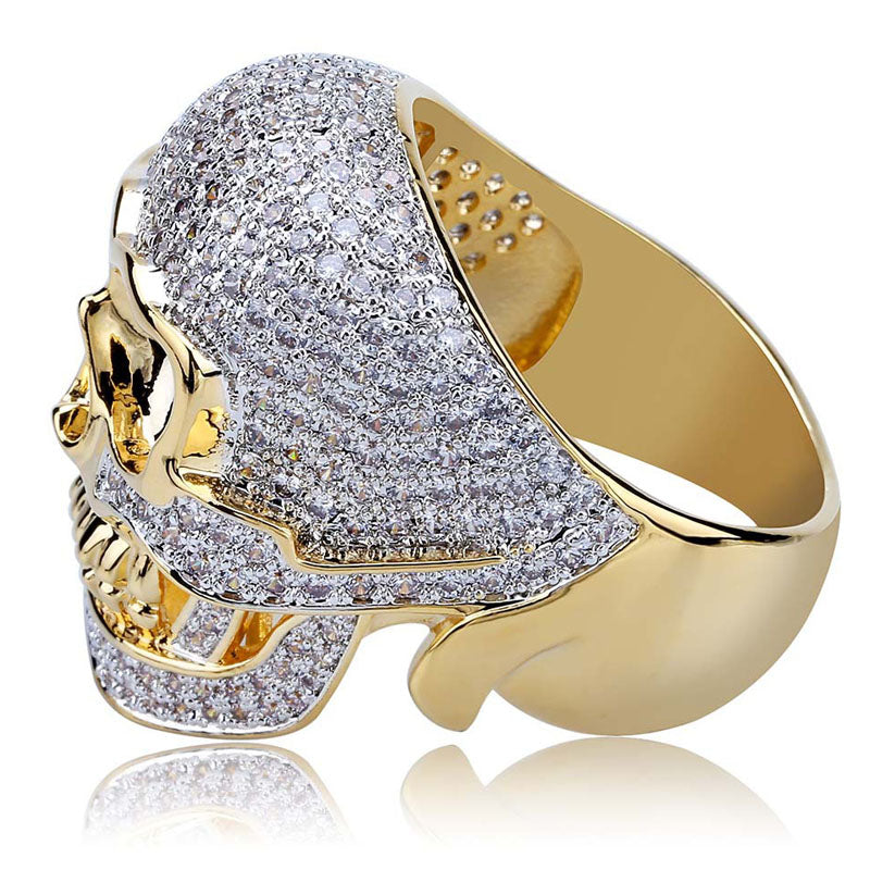 Moissanite Personality Hip Hop Punk Skull Bully Ring