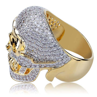 Moissanite Personality Hip Hop Punk Skull Bully Ring