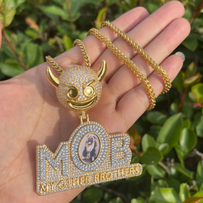 Moissanite Demon Button Personality Letter Splicing can be Customized Photo Pendant