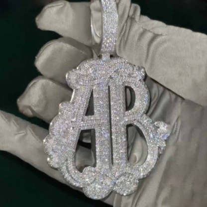 S925 Moissanite AB Letter Pendant