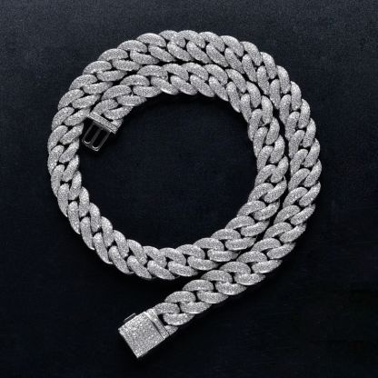 14mm Moissanite Miami Style Cuban Chain