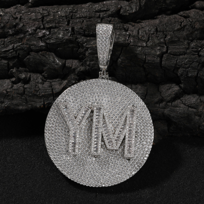 Moissanite Hip-Hop Customized Letter Large Disc Pendant