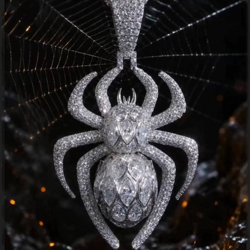 3D Moissanite Spider Pendant