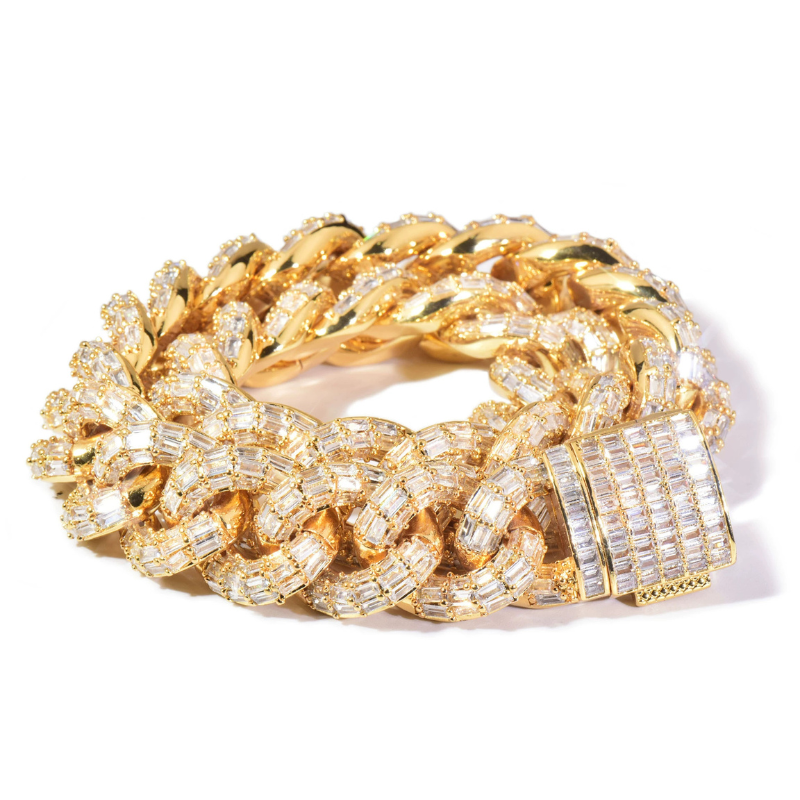 21mm Moissanite Trapezoid Diamond Cuban Bracelet