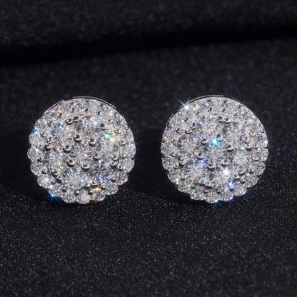 Moissanite Hip Hop Fashion Round Earrings