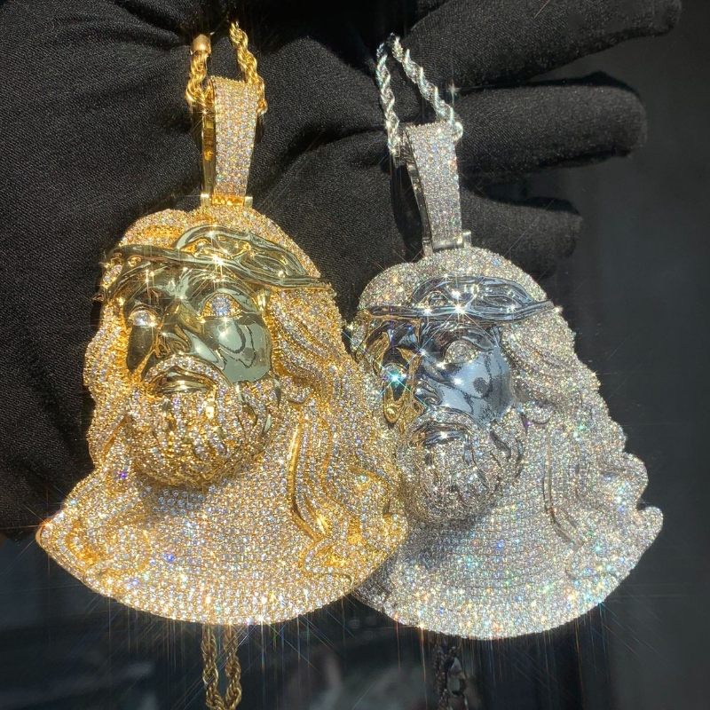 Moissanite Hip Hop Big Wave Jesus Pendant