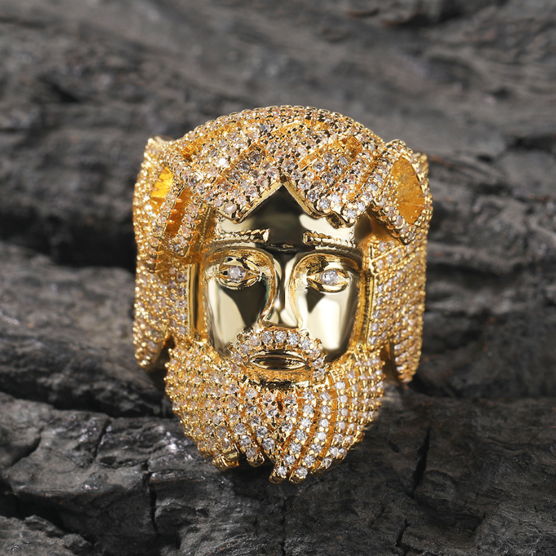 Moissanite Hip Hop Retro Jesus Portrait Ring
