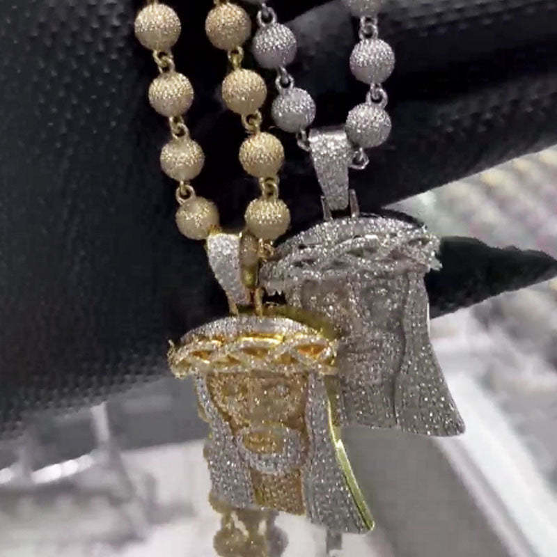 Moissanite Classic Jesus Pendant Diamond Ball Chain Set