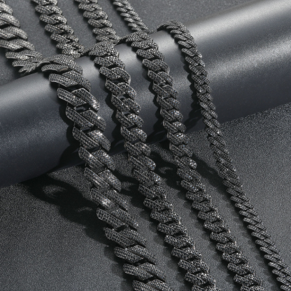 10mm/13mm/15mm/20mm Black Moissanite Hip Hop Diamond Cuban Chain