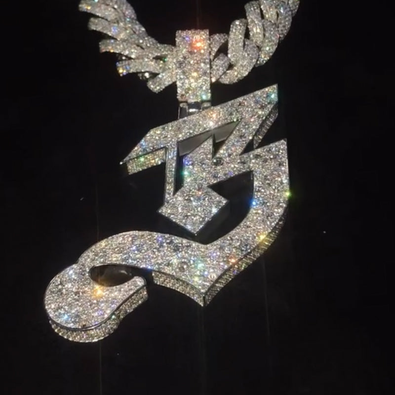 S925 Moissanite Letter 'B' Pendant