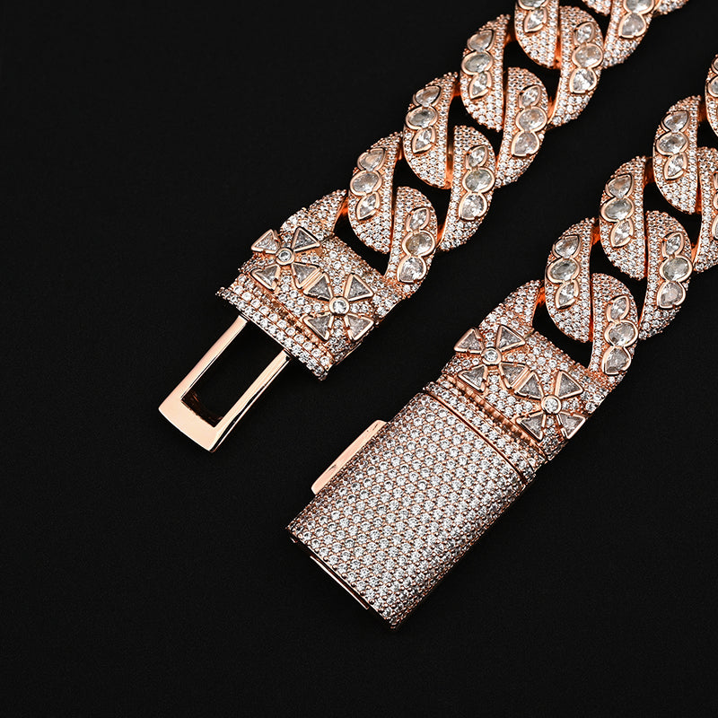 20mm Iced Out Moissanite Irregular Stone Hip Hop Cuban Chain