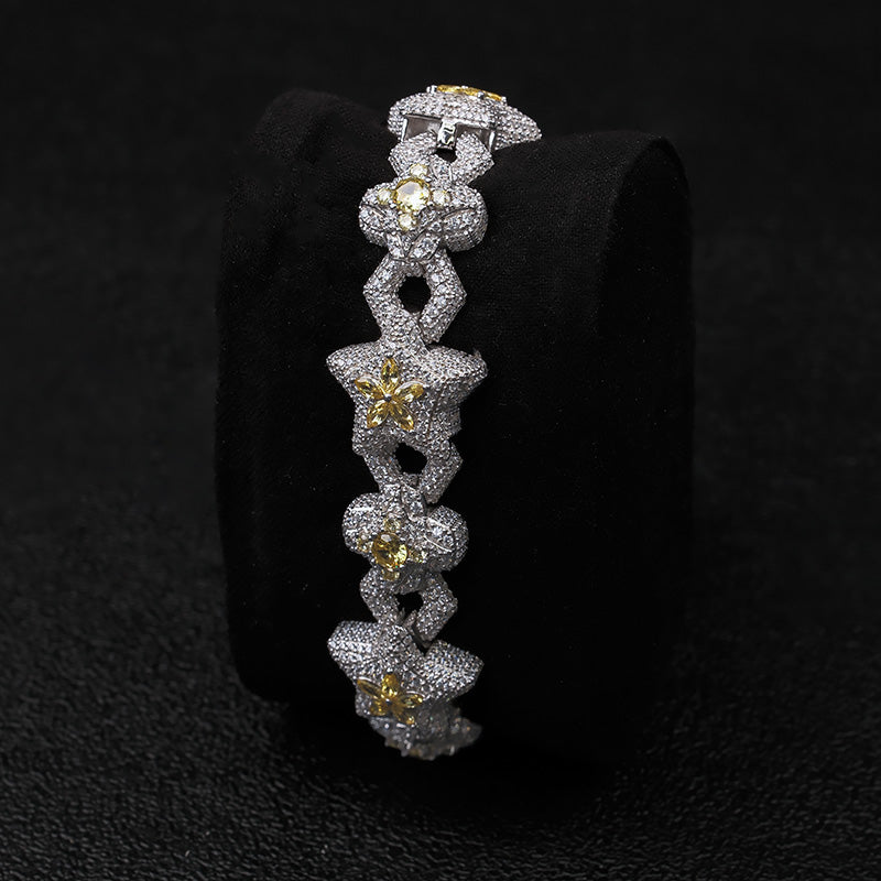Moissanite Star Spliced Four-Leaf Clover Bracelet
