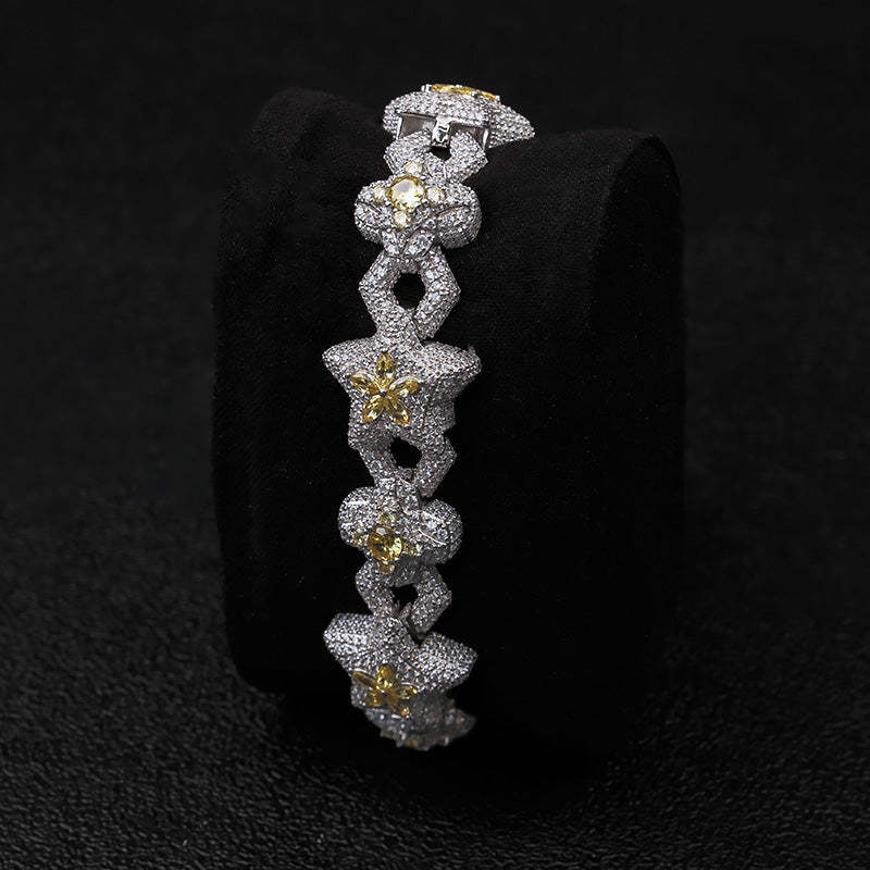 Moissanite Star Spliced Four-Leaf Clover Bracelet