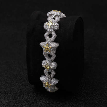Moissanite Star Spliced Four-Leaf Clover Bracelet