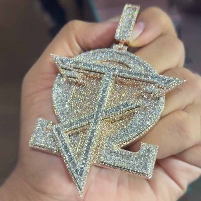 Moissanite Hip Hop Designer Letter Round Pendant