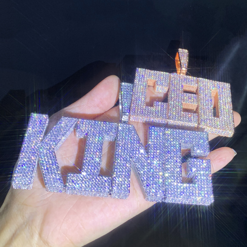 Moissanite Hip Hop Square Letter Custom Pendant