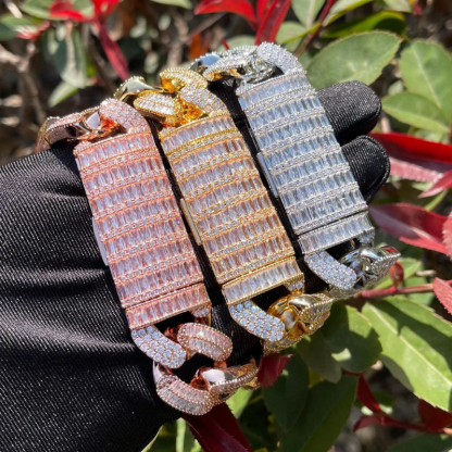 Moissanite Crescent Sparkling Cuban Bracelet