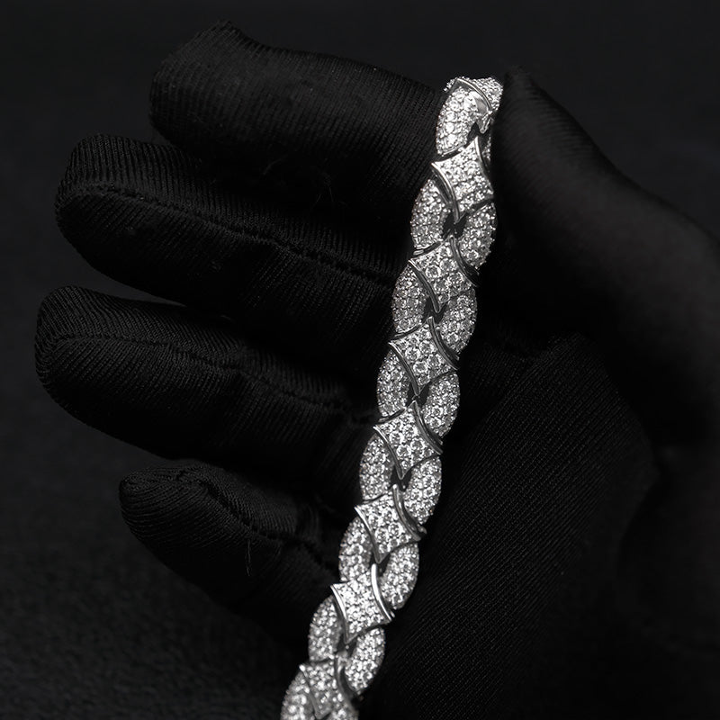 Iced Out Rhombus Interlocking Moissanite Bracelet