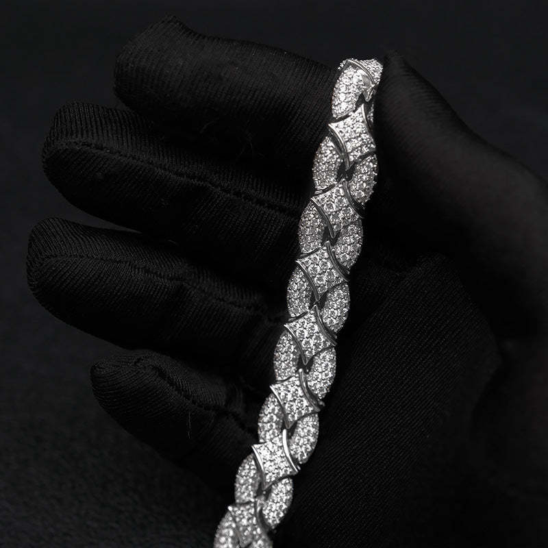 Iced Out Rhombus Interlocking Moissanite Bracelet
