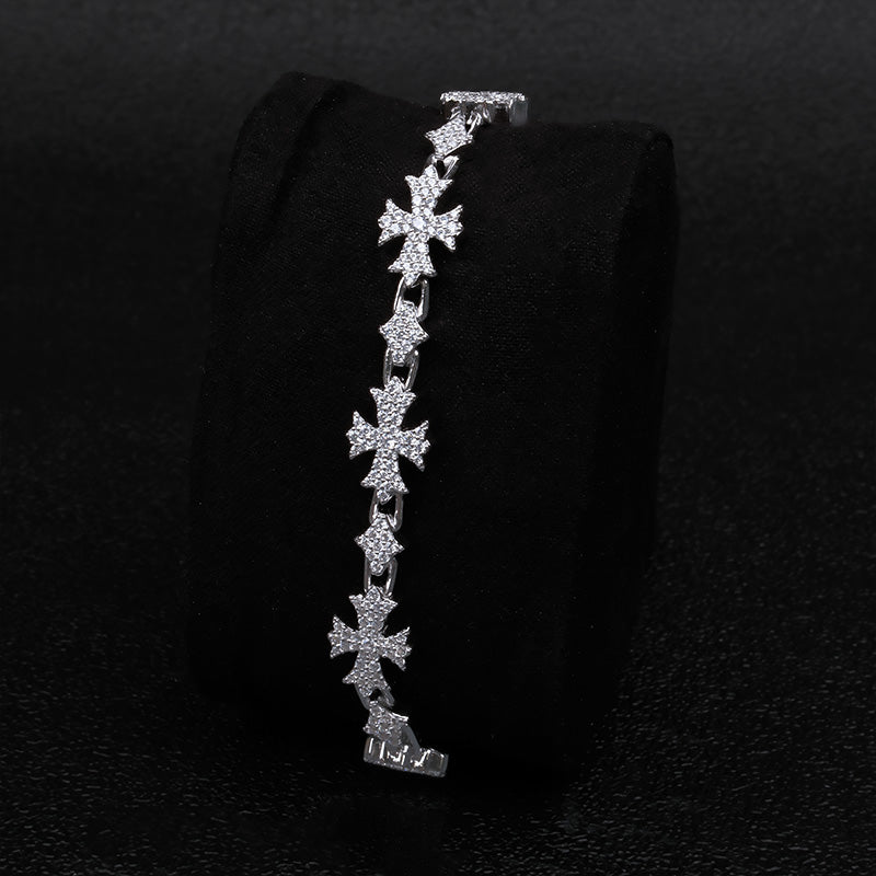 Moissanite Rhombic Cross Bracelet