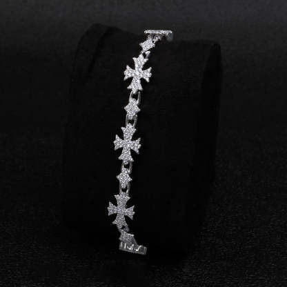 Moissanite Rhombic Cross Bracelet