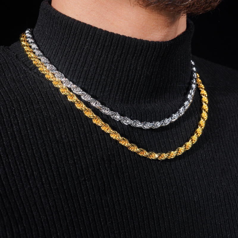 S925 6mm Moissanite Buckle Classic Twisted Chain