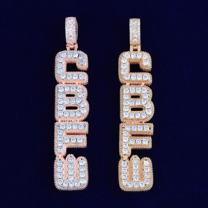 Moissanite Hip Hop Vertical Square Custom Letter Pendant