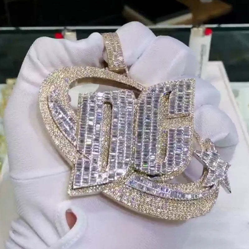 Moissanite Planet Circled DC Letter Pendant