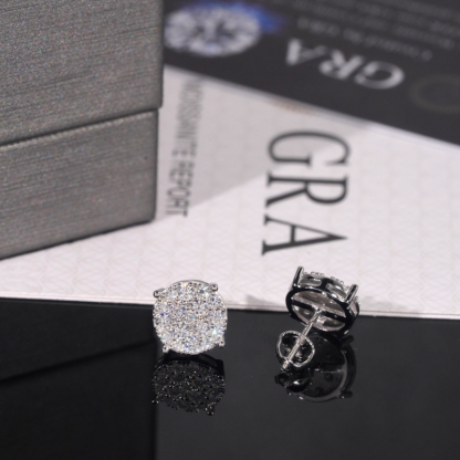 Moissanite Hip Hop Round Full Diamond Earrings