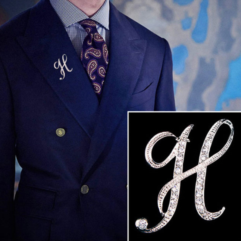 Moissanite Initial Letter Brooch – Sparkle with Style