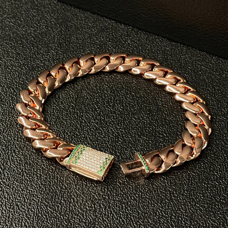 12mm Moissanite Miami Cuban 14K Bracelet