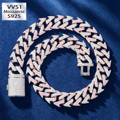 S925 Moissanite Curved Cuban Chain