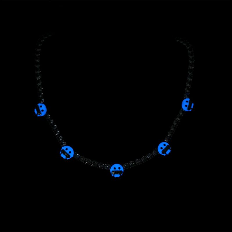 5mm Moissanite Luminous Blue Cold Face Tennis Chain in White Gold