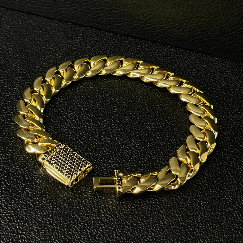 12mm Moissanite Miami Cuban 14K Bracelet