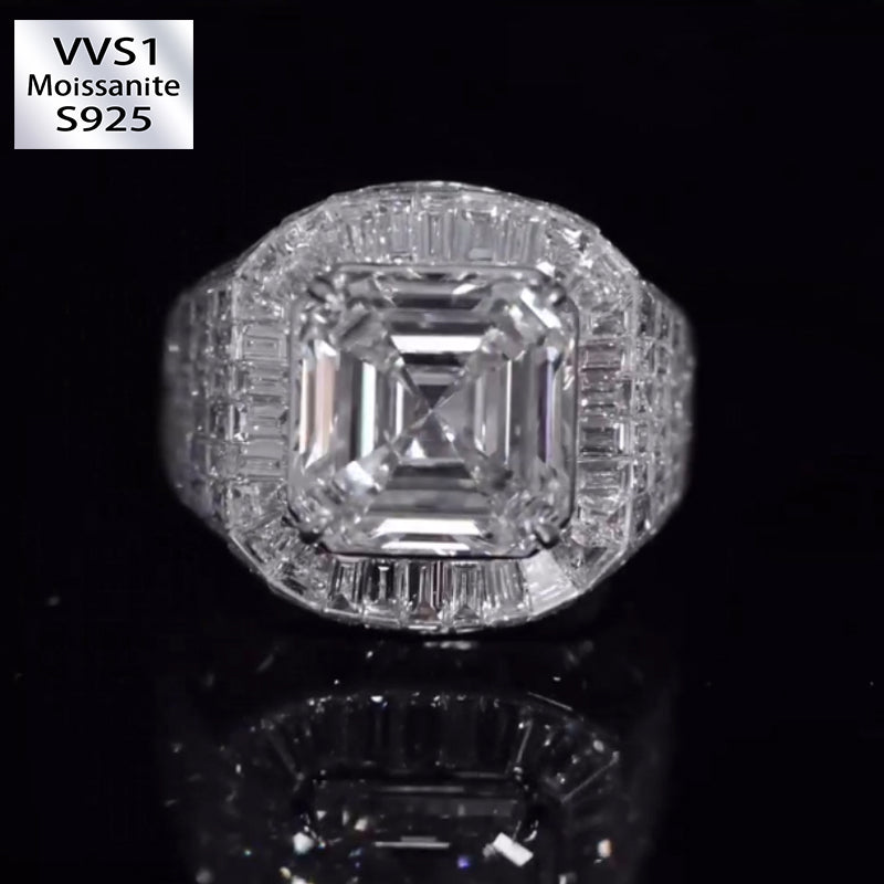 Asche Cut Premium Sparkling Moissanite Ring