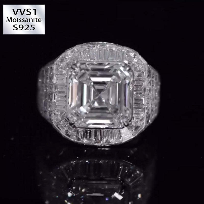 Asche Cut Premium Sparkling Moissanite Ring