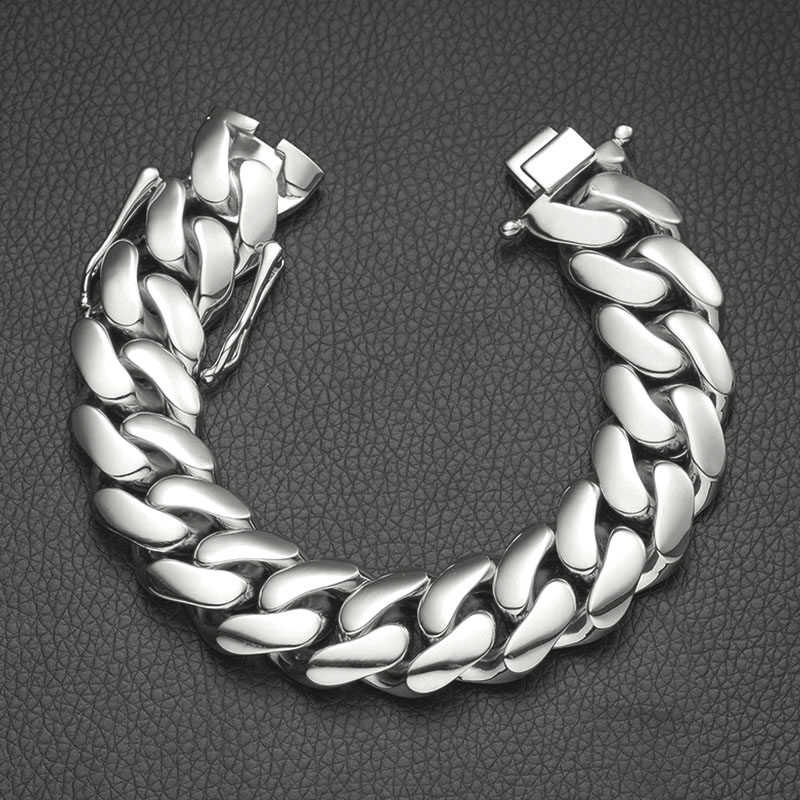 14/16/18/20mm Width 14K Gold Plated Glossy Large Cuban Chain