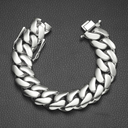 14/16/18/20mm Width 14K Gold Plated Glossy Large Cuban Chain